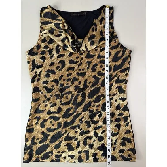 The Limited Womens Leopard Cowl Neck Sleeveless Top S Cheetah Animal Print Y2K - Picture 6 of 10